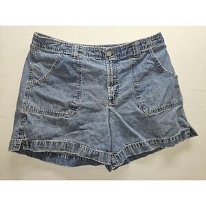 Vintage Essentials Style Y2K Lightwash Denim Micro Cargo Shorts Size 12